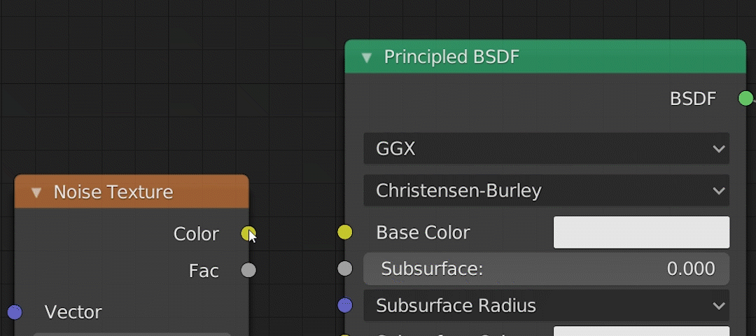spájanie nodov - Blender