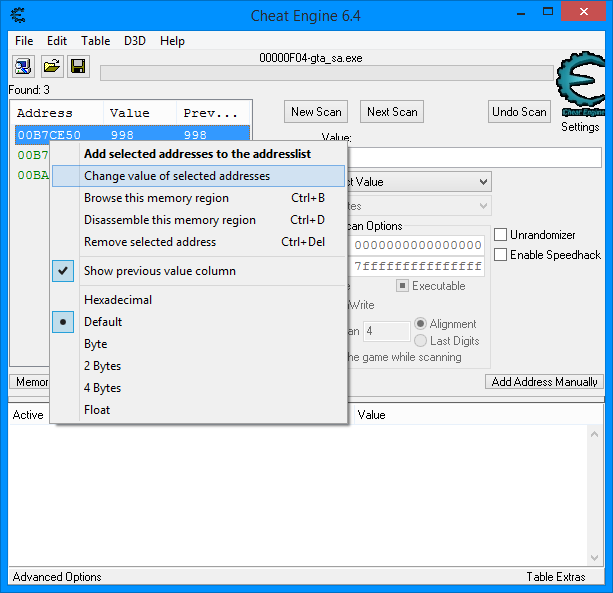 Zmena hodnoty pomocou Cheat Engine - Softvér