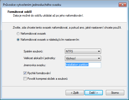Nový zväzok disku vo Windows - Windows