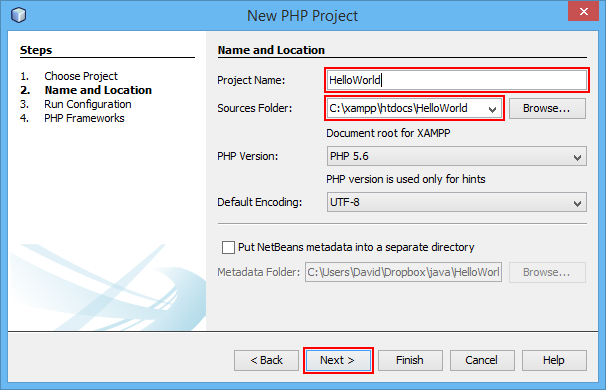 Cesta k PHP projektu v NetBeans - Základné konštrukcie jazyka PHP