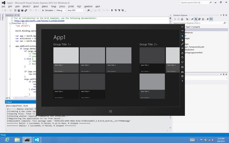 Windows 8 – Visual Studio 2012 Win. store - História Windows
