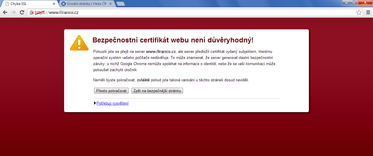 nedôveryhodný certifikát - PR články
