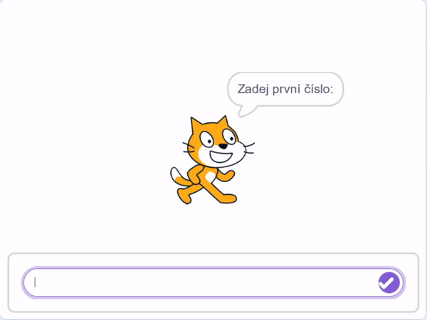 Mačičák sčíta text - Scratch