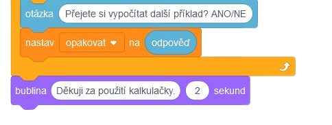 Hláška sa vypíše až na koniec - Scratch