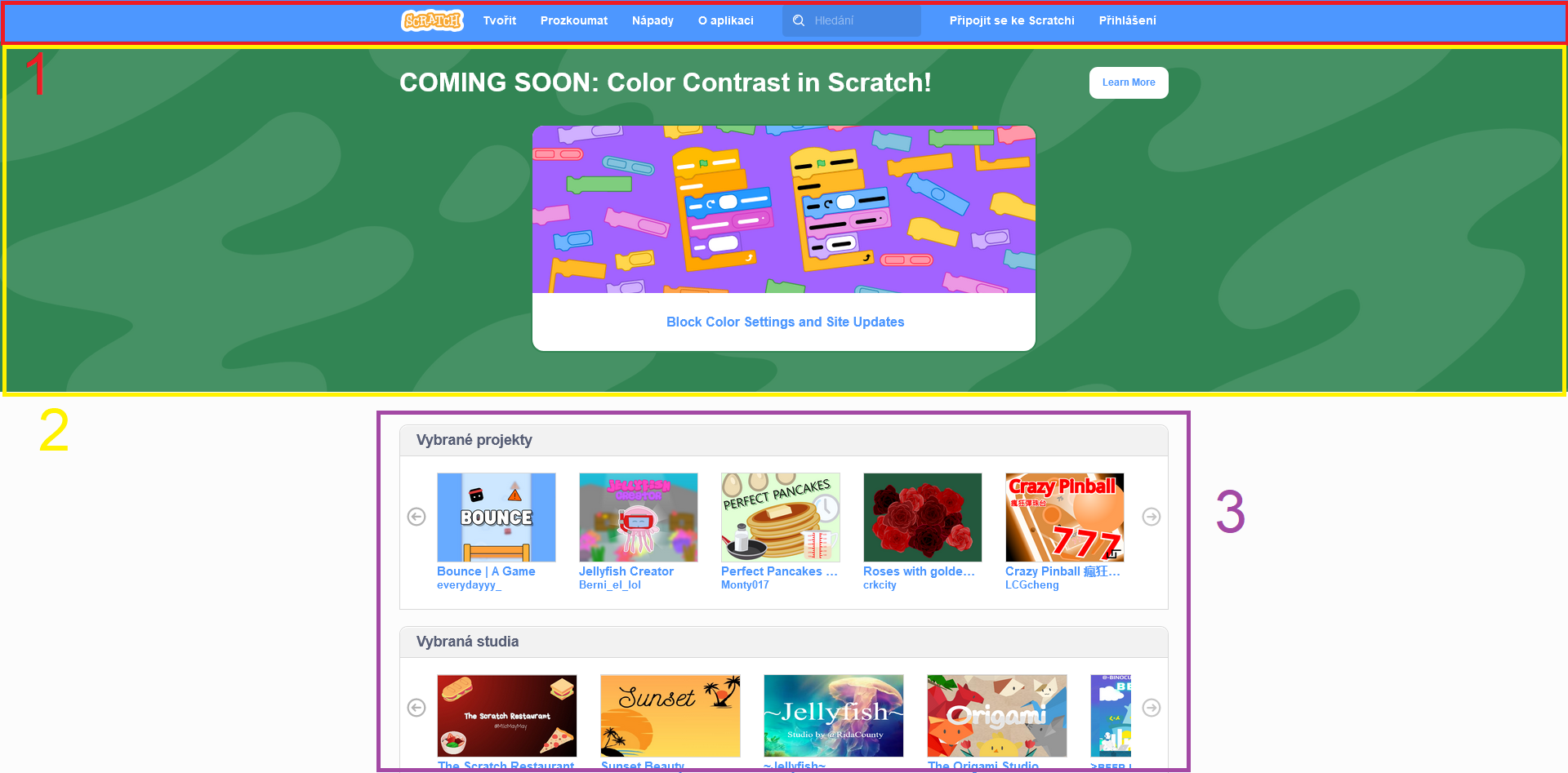 Domovská stránka Scratche - Scratch
