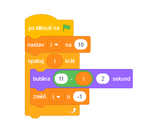 Program rad cyklus, ktorý vypisuje premennú správne - Scratch