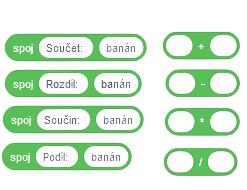 bloky spoj s blokmi operácií - Scratch