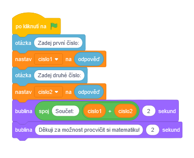 Úprava programu kalkulačky - Scratch
