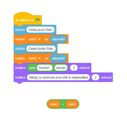 Vybratie operátora plus - Scratch