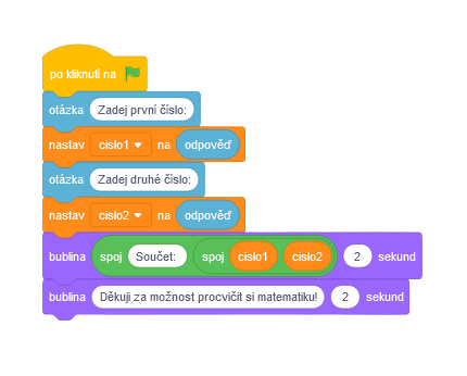 Kompletizácia úpravy programu kalkulačka - Scratch