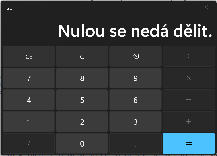 Kalkulačka hlási chybu delenia nulou - Scratch
