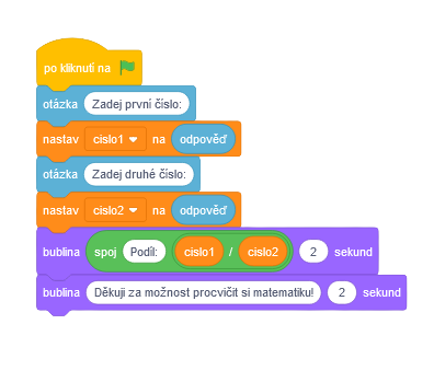 Úprava programu kalkulačky - Scratch