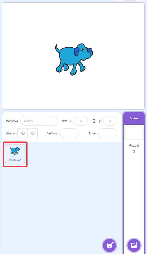 Kliknutie na našu postavu - Scratch