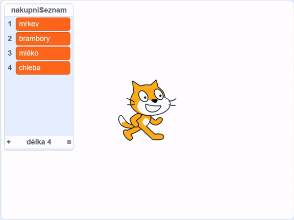 Nahradenie položky ručne - Scratch
