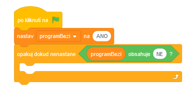 Začiatok programu nákupný zoznam - Scratch