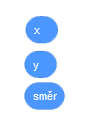 Premenné x, y, smer - Scratch - Scratch