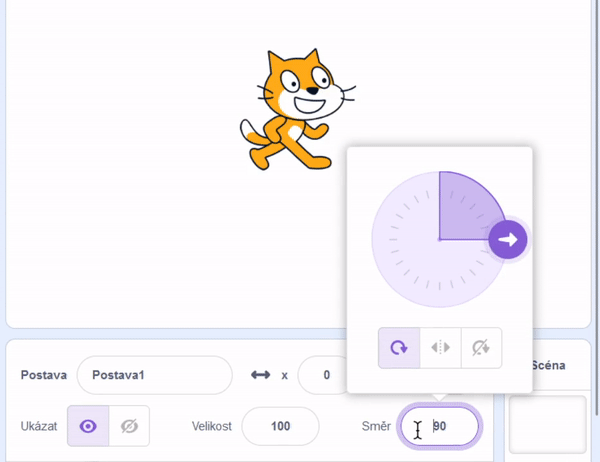 Možnosti otáčania postavy - Scratch - Scratch