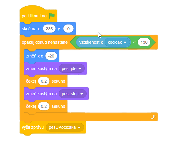 Kód psa – vysielanie správy - Scratch - Scratch
