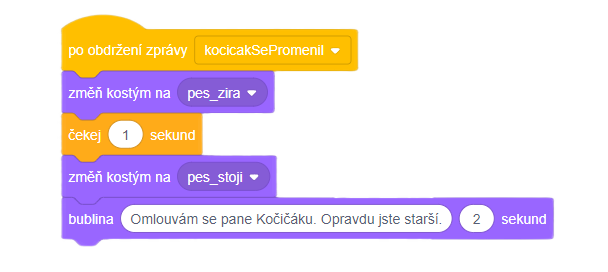 Kód psa – reakcia na premenu - Scratch - Scratch