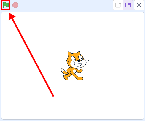 Vlajočka na spustenie projektu - Scratch