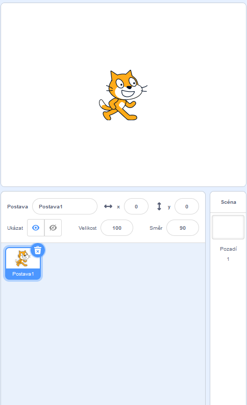 Okno výstupu - Scratch