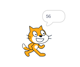 Mačičák nám oznamuje hodnotu premennej - Scratch