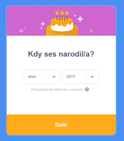 Zadáme dátum narodenia - Scratch