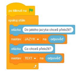 Otázky v prekladateľskom programe - Scratch - Scratch