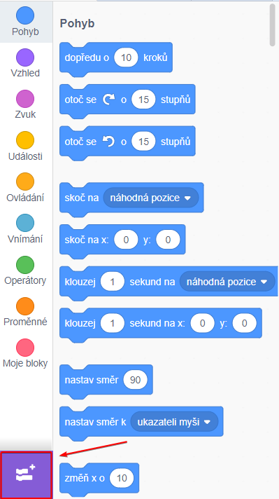 Tlačidlo na pridanie rozšírenia - Scratch - Scratch