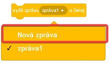 tvorba novej správy roletka - Scratch
