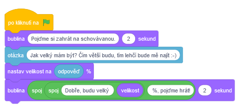 Začiatok hry na schovávačku - Scratch - Scratch