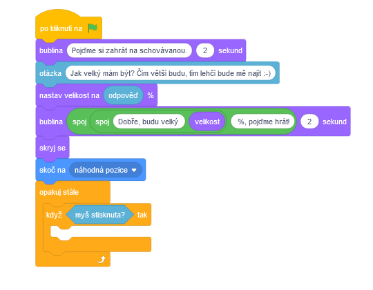 Cyklus reagujúci na stlačenie myši - Scratch - Scratch