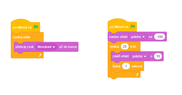 Program zmeny efektov zvuku - Scratch