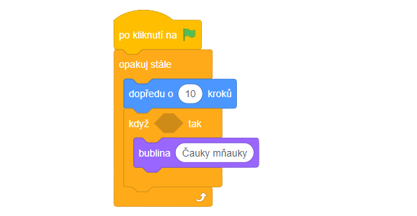 Mačičák sa chystá byť vychovaný - Scratch