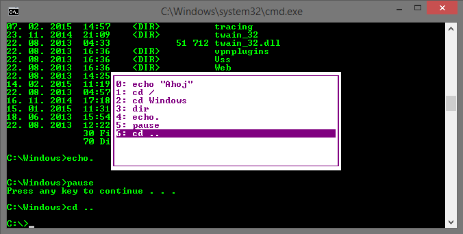 Výber z listu príkazov v príkazovom riadku - Príkazový riadok a dávkové súbory