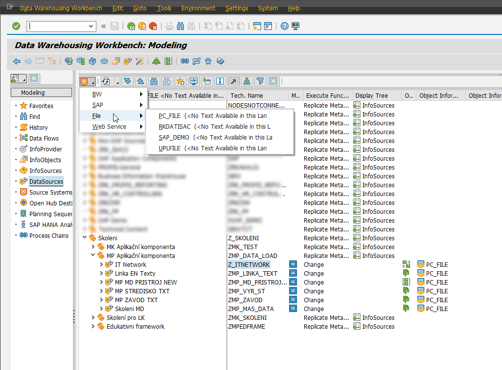 Typy dátový zdrojov v SAP - Sap