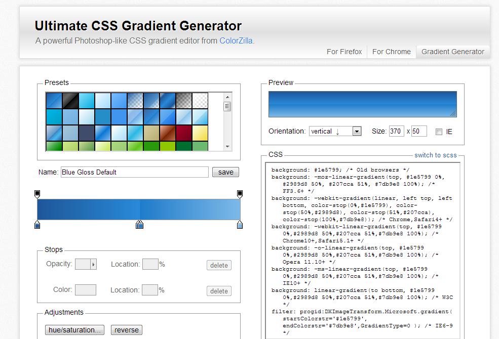 gradient editor - Profesionálny webdesign v CSS 3