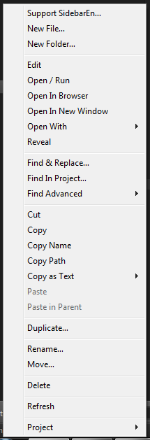 Sublime Text SidebarEnhancements - Softvér