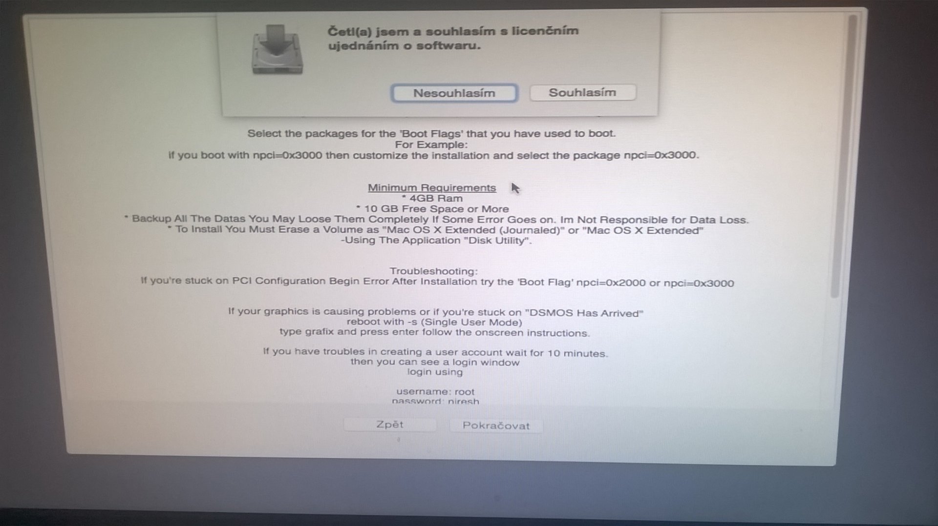Hackintosh – potvrdenie podmienok - Softvér