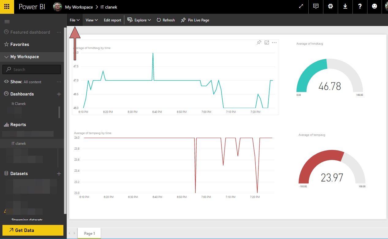 Power BI – Publis to web - Microsoft Azure a IoT