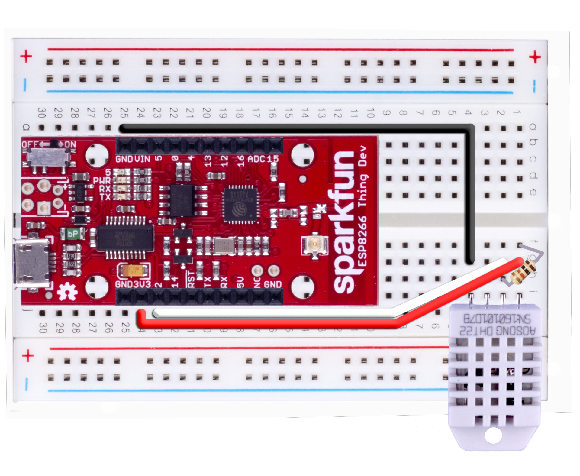 Zapojenie dosky s ESP 8622 - Microsoft Azure a IoT
