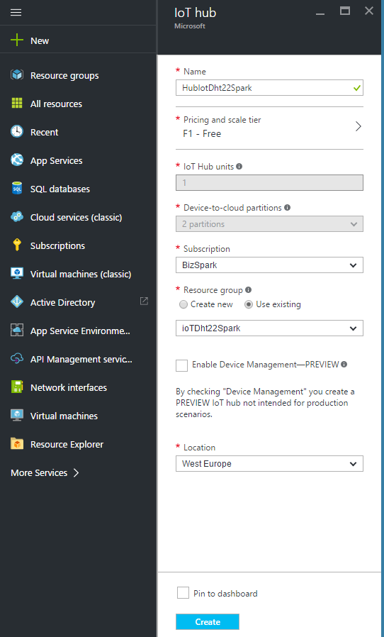 IoT húb add - Microsoft Azure a IoT