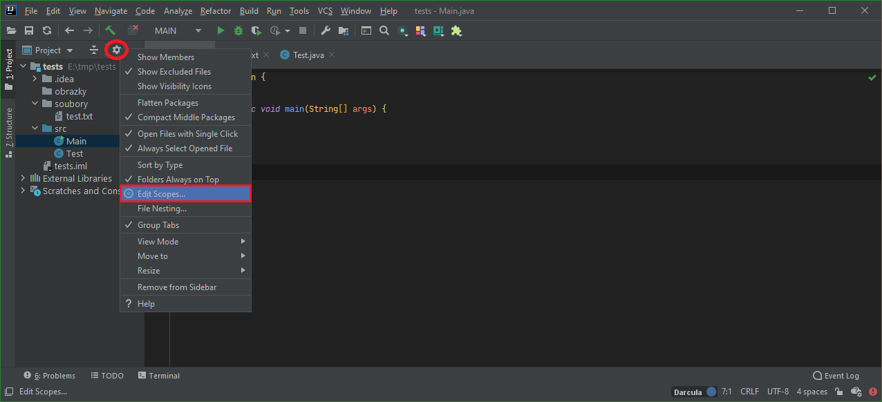 Scopes v IntelliJ IDEA - IntelliJ IDEA / NetBeans / Eclipse - Pokročilá práce