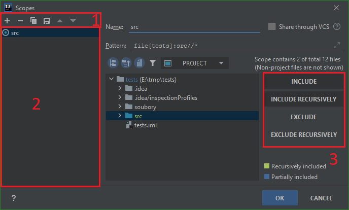 Scopes editor v IntelliJ IDEA - IntelliJ IDEA / NetBeans / Eclipse - Pokročilá práce