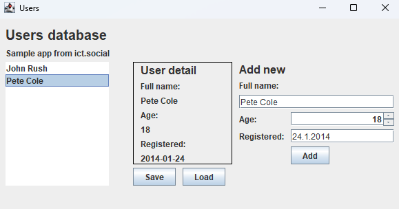 Formulár databázy používateľov v CSV - Online kurzy programovania Java - Najväčší slovenský e-learning