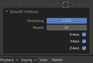 Vyhladzovanie pozícií vertexov parametre - Blender
