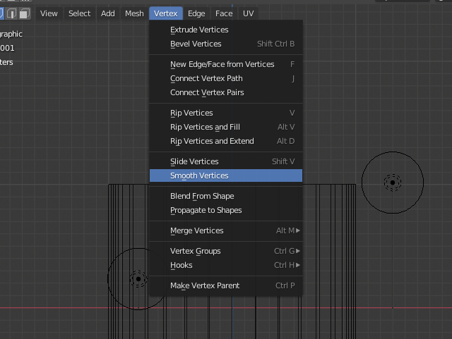 Vyhladzovanie pozícií vertexov - Blender