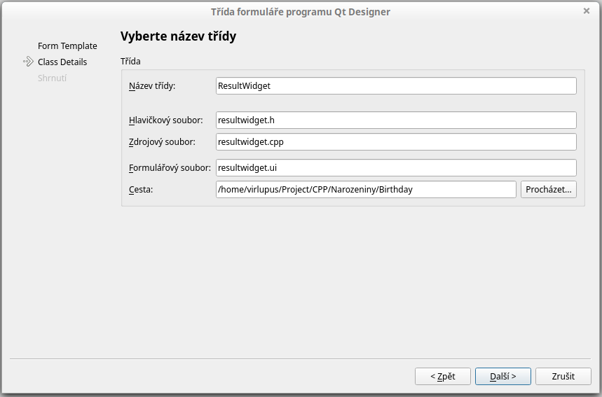 Pomenovanie triedy Qt formulára v C ++