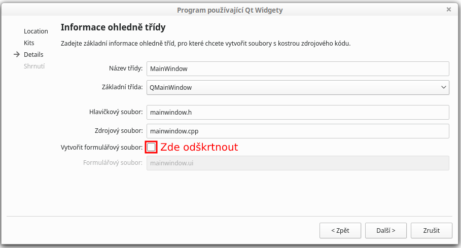 Informácie ohľadom hlavné triedy Qt projektu pre C ++ v Qt Creator - Qt - Okenné / formulárové aplikácie v C ++