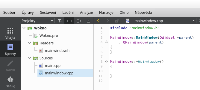 Základný okenné projekt v Qt a C ++ - Qt - Okenné / formulárové aplikácie v C ++